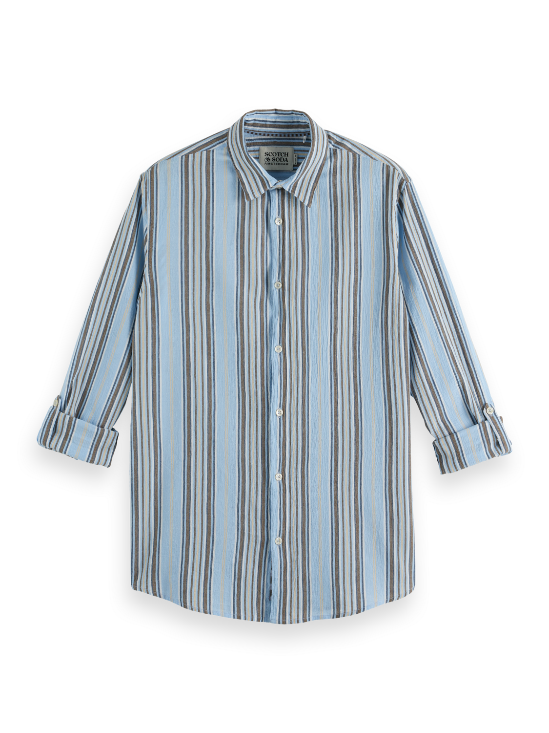 Designed for effortless style, this crinkle-stripe shirt offers a textured finish with a relaxed fit.

100% Cotton