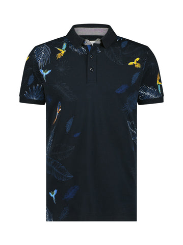 LEAF EMBROIDERY POLO - NAVY