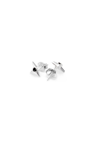 NORTH STAR -LUCKY STAR EARRINGS - SILVER/ONYX