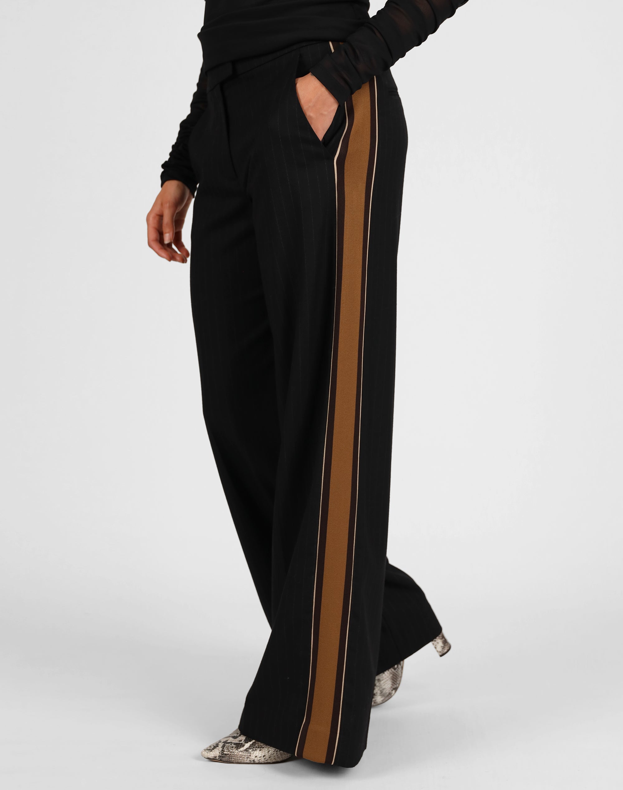 black dress pants with gold stripe Women's Gold Stripe Track Pant | By 3rd Story main image 0