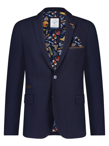 TEXTURED BLAZER - NAVY