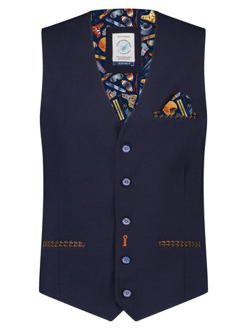 TEXTURED WAISTCOAT - NAVY