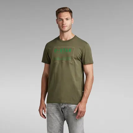 G STAR MEN'S APPLIQUE TEE SHIRT - OLIVE