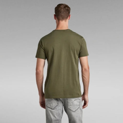 G STAR MEN'S APPLIQUE TEE SHIRT - OLIVE