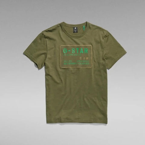 G STAR MEN'S APPLIQUE TEE SHIRT - OLIVE
