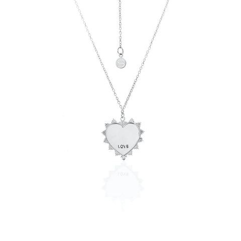 HEART OF LOVE NECKLACE - Silver + Rose Quartz / Necklace